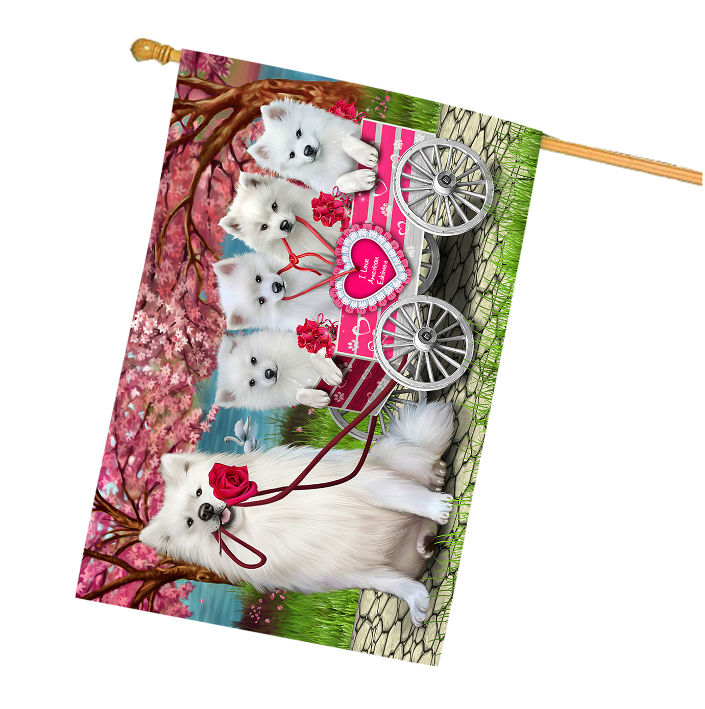 Amerikanische Eskimo Hundehaus Flagge Urlaub doppelseitig 28"x40" viele Designs Neu mit Etikett NEU - Bild 40 von 79